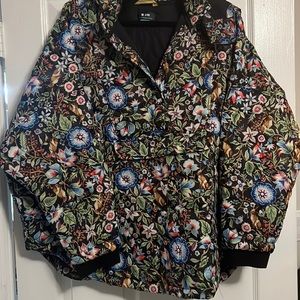 Maeve quilted floral puffer pullover.